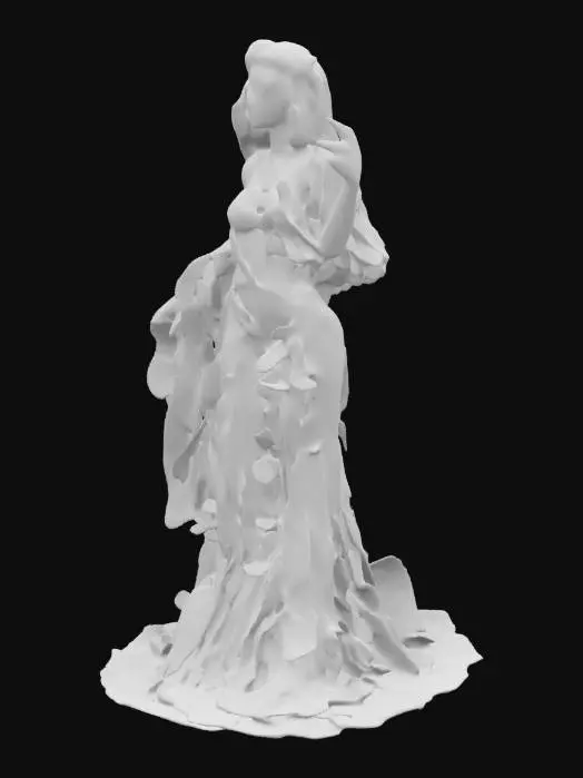 3D model for goddess woman in golden vine dress