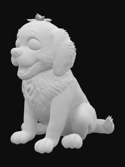 3D model for golden retriever dog sitting down 
