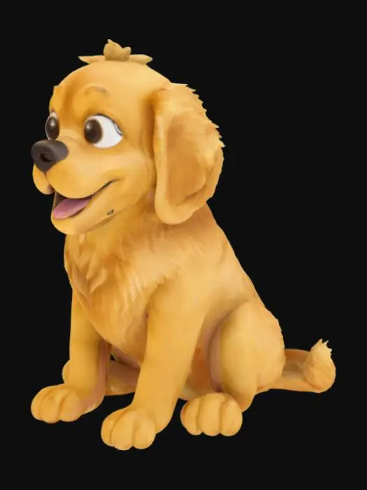 3D model for golden retriever dog sitting down 
