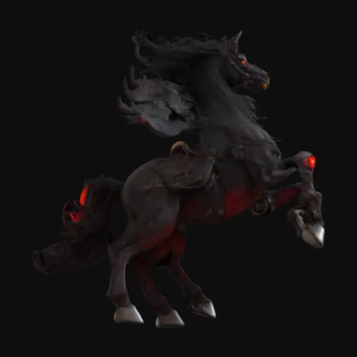 3D model for Hellfire steed  with a saddle rearing up with red eyes