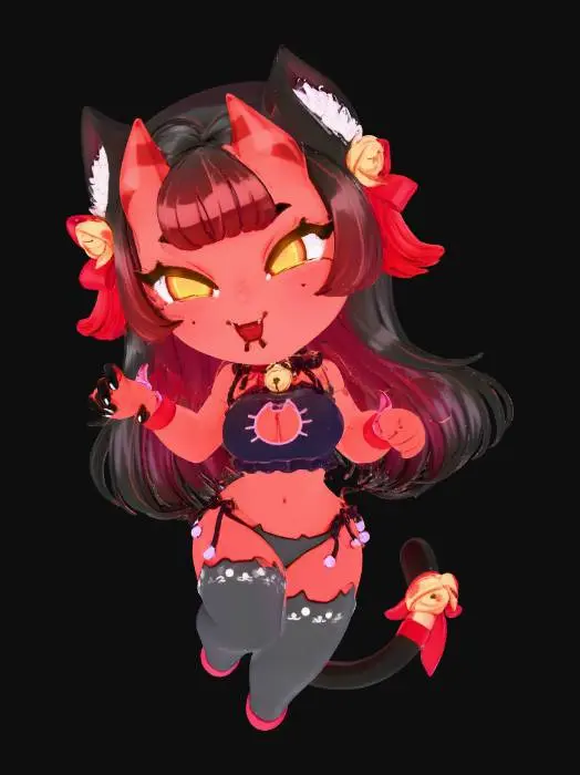 3D model for Demon Catgirl Chibi