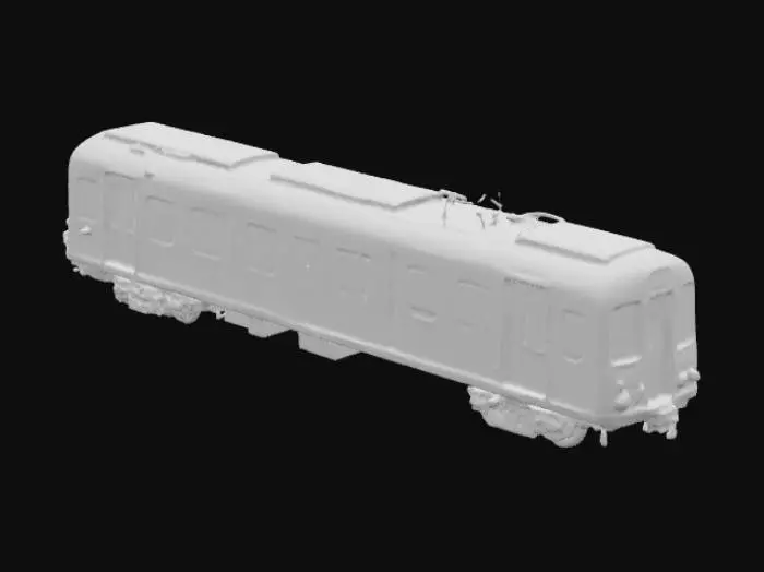 3D model for 一辆地铁车,车门有10扇,每个车门要有玻璃,两个对开,车头要有3块玻璃组成,车下部分有4个车轮及车下附带电器装备,标有“兰州地铁”字样,车身整体颜色为白色,中间部分颜色为蓝色贯穿,车头前方有牵引杆,细节要逼真。