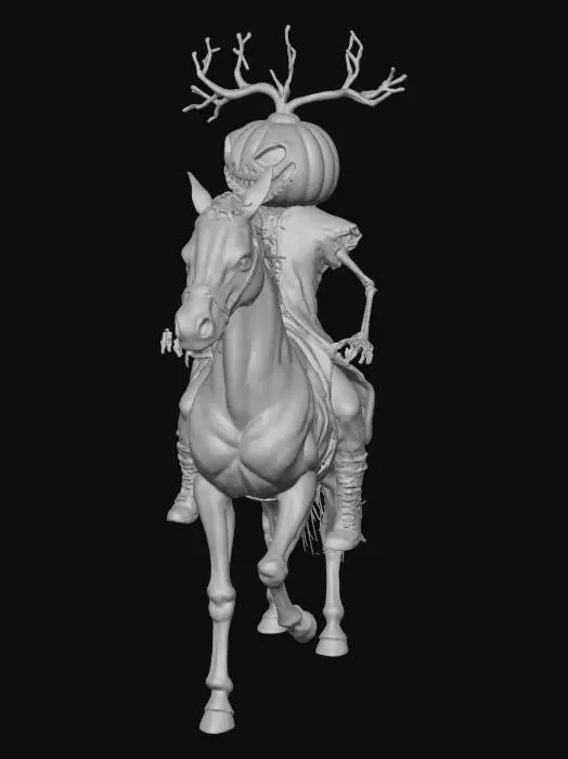 3D model for #villain#, pumpkin horseman. eldritch branches