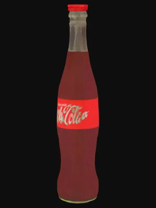 3D model for a bottle of coke that says "nuka-cola" instead of cocacola.