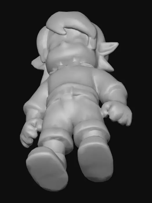 3D model for A low-level Roblox-style character from a light and shadow fantasy universe. The character looks like a beginner adventurer, simple and humble, with a classic Roblox body shape. Cartoon and stylized design, blocky proportions, clean shapes. Wearing basic clothing with subtle light and shadow accents: slightly glowing white details and faint dark markings. Friendly but determined expression. No complex armor, no weapons. Soft lighting, simple color palette, readable silhouette, suitable for a game character. Roblox-inspired, stud-like textures, minimal details, optimized for game use.