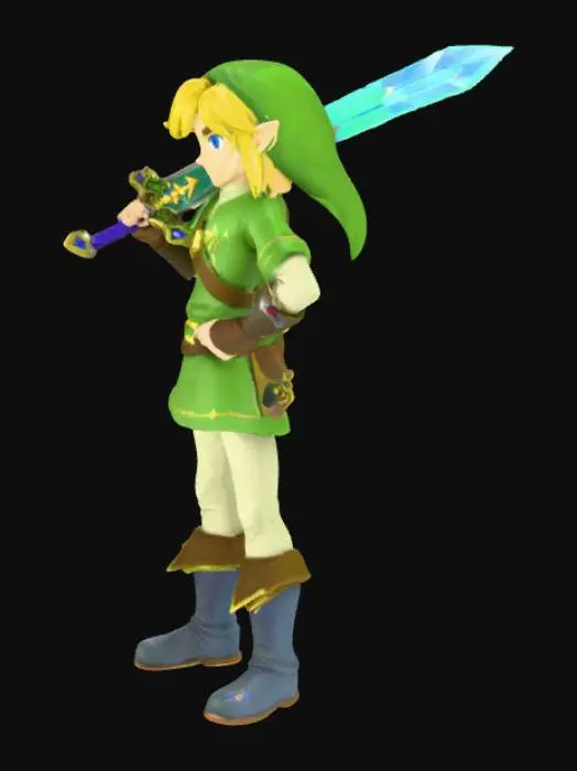 3D model for The master sword from legend of Zelda twilight princess being pulled out by link in his deku outfit