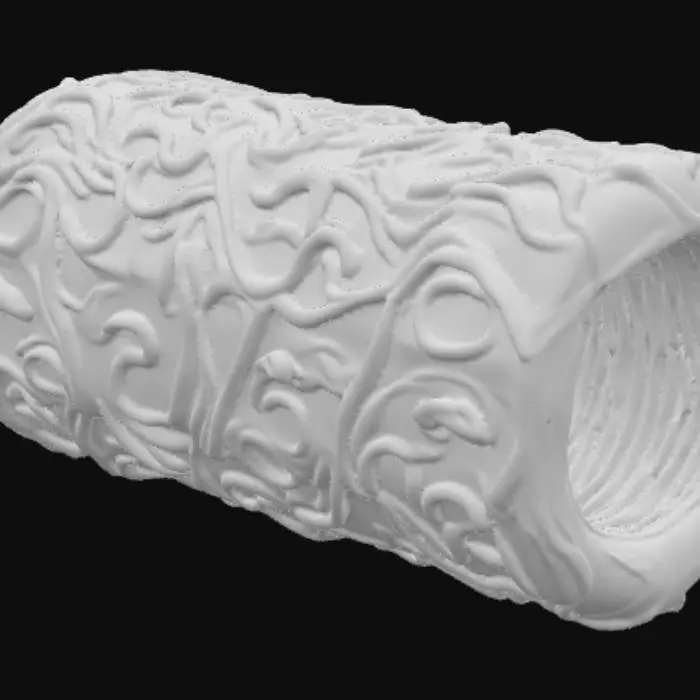 3D model for  ocean wave texture roller that's 3 in dia and 8 inches tall. Hallow tube