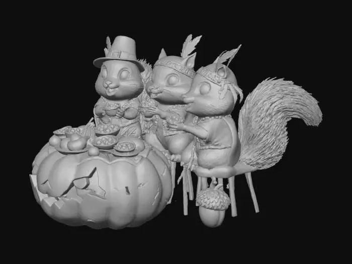 3D model for #Thanksgiving#,Thanksgiving Feast in the Forest