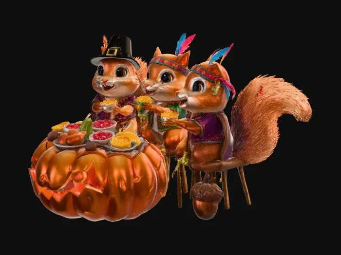 3D model for #Thanksgiving#,Thanksgiving Feast in the Forest