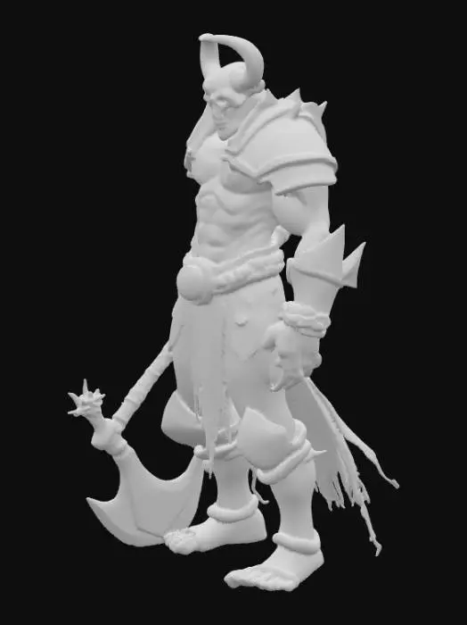 3D model for Orc, undead, big axe, warrior, 