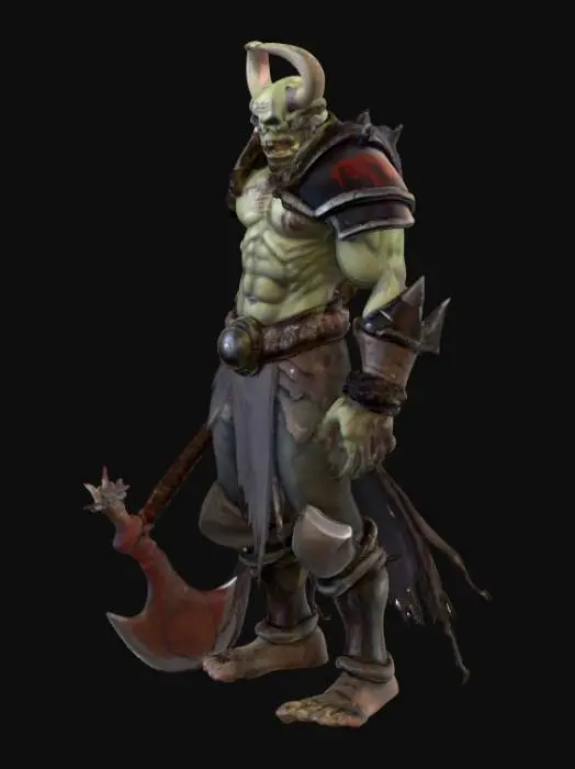 3D model for Orc, undead, big axe, warrior, 