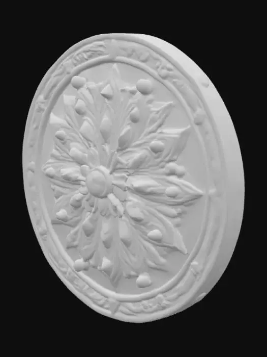 3D model for A majestic, circular shield with a highly polished, gleaming golden surface. Its central boss features an intricately carved lotus, surrounded by swirling filigree patterns etched into the metal. Embedded around the rim are vibrant, cabochon-cut sapphires and emeralds, sparkling against the gold. The shield's surface appears smooth and cool to the touch, with a subtle raised texture from the detailed engravings, suggesting a weighty yet divinely crafted artifact.