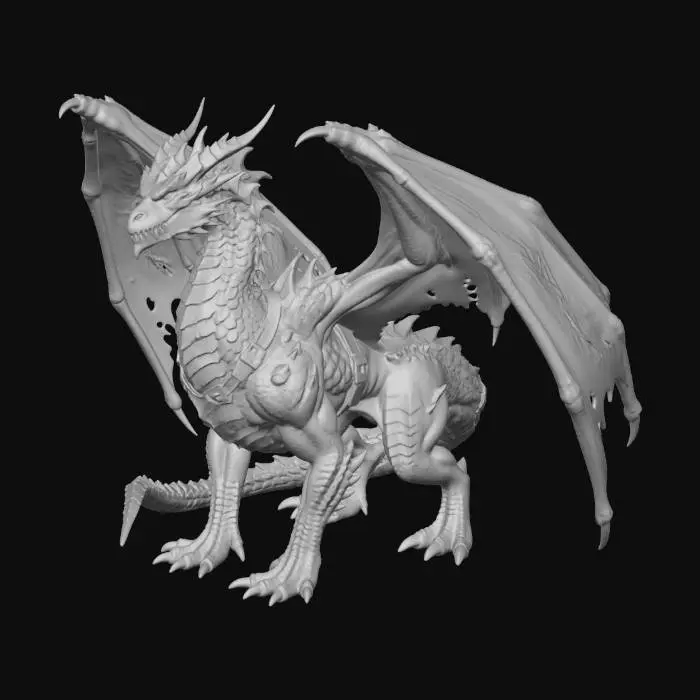 3D model for дракон европейский, красная чешуя,
