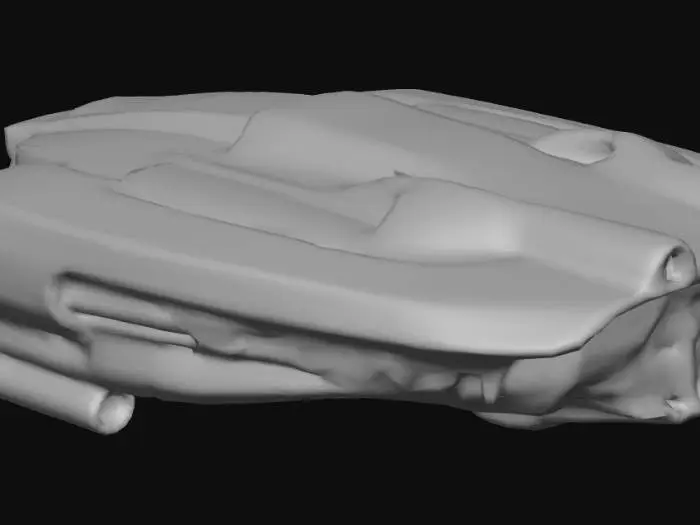 3D model for A compact, armored sci-fi jetpack designed to be worn comfortably on the back. Inspired by advanced military tech, it has a solid metallic shell made of brushed titanium alloy with angular panels and smooth edges. The central intake and twin thrusters at the bottom emit a soft teal plasma glow. Small vents and geometric engravings line the surface for heat control and aesthetics. The design is symmetrical, powerful, and functional—built for high-speed flight and tactical mobility