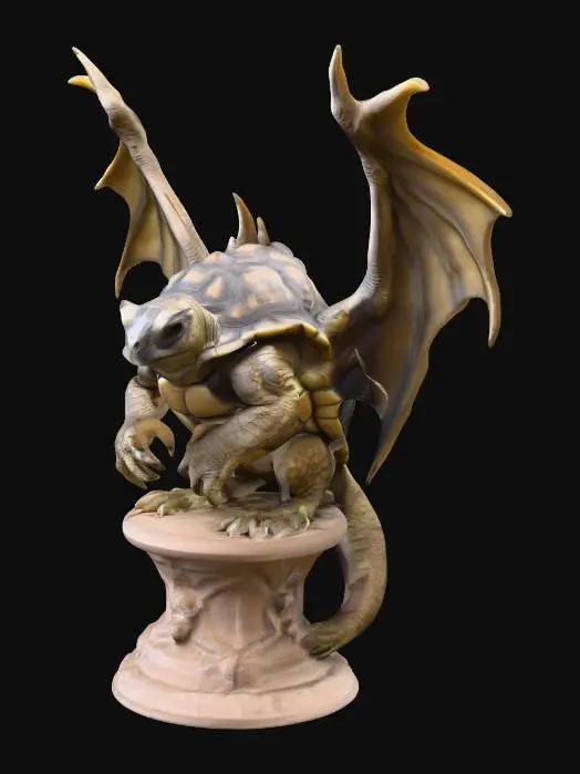 3D model for Create me a Gargoyle Tortoise hybrid on a short pedestal