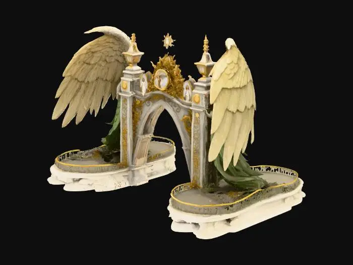 3D model for creame un puente con angeles en cada lado grande con enormes alas  con texturas detalladas