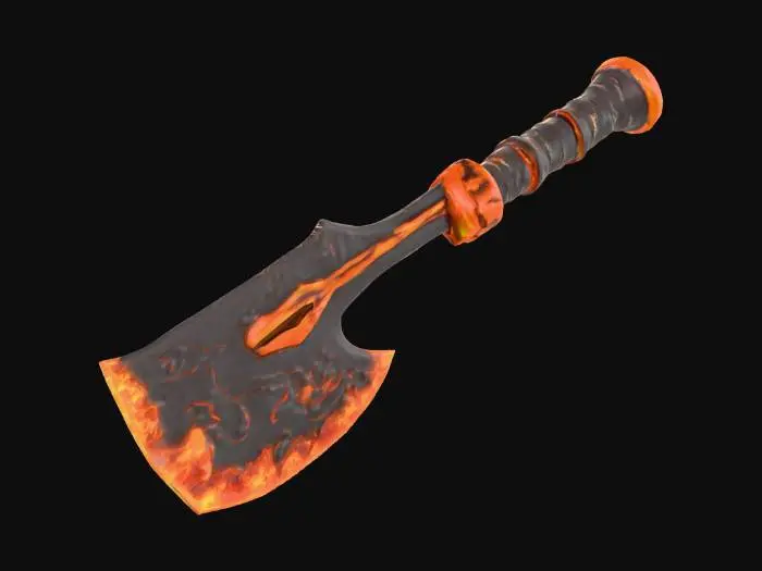 3D model for Ember-Spine Claymore – obsidian core veined by molten-orange channels that crawl like magma under glass...sword,low poly,like world of warcraft