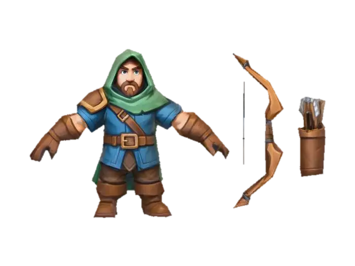Archer - Arrow 3D model, vytvořený pomocí AI