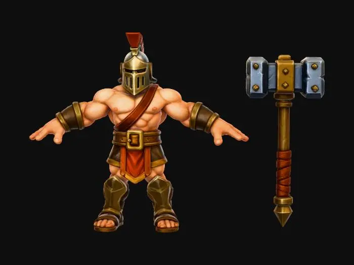 3D model for Gladiator Titan 2. **(HERO,SPECIAL CHARACTER)Ares' Champion:** A powerful warrior known for his fearlessness and strength in the arena