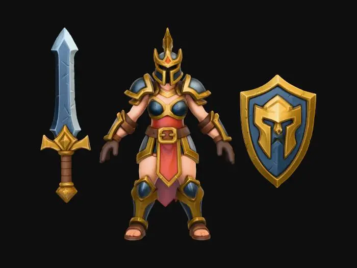 3D model for Warrior's Valor 3. **(HERO,SPECIAL CHARACTER)Valeria the Vigilant:** A renowned gladiatrix who upholds a strict code of honor and justice