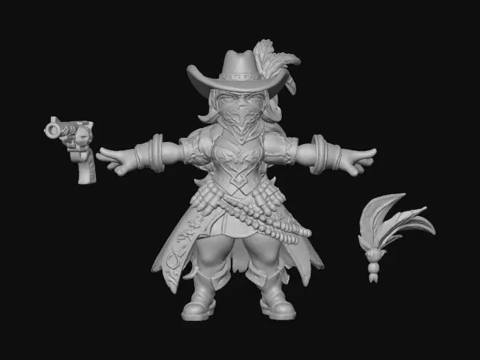 3D model for Cowgirl Fiesta,HERO Clara da Fúria — The Carnaval Gunslinger (Brazilian Hero) Role: Wild Gunslinger • Chaos DPS • Bullet Storm