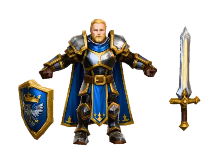7.King Gallahad (Strength Hero) Crownguard (Medieval Humans) का AI द्वारा बनाया गया 3D मॉडल