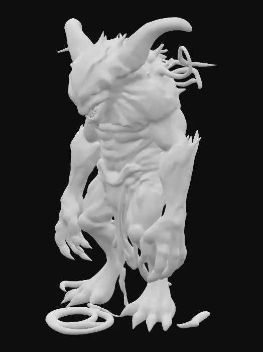 3D model for fantasy tar demon mutant brute, massive viscous tar body, body gradually oozing into shape, elegant stance, detailed menacing face, extremely detailed, high sharp resolution texture, hyperrealistic, epic stance, design patterns inspired by HR Giger, distressed textures, dark and gloomy, evil and sinister
