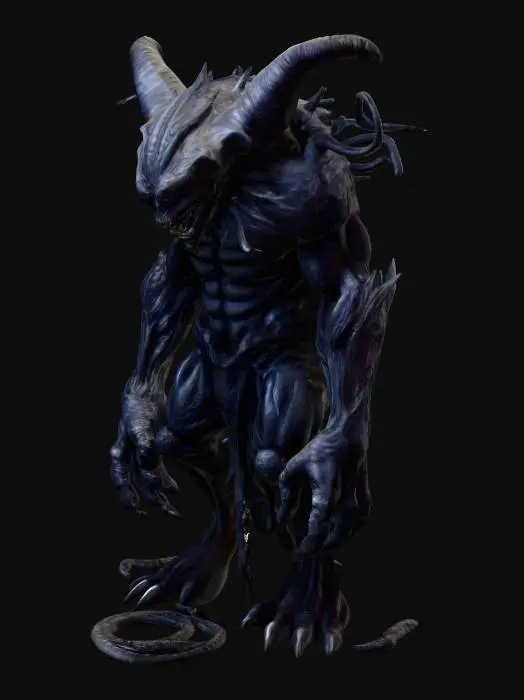 3D model for fantasy tar demon mutant brute, massive viscous tar body, body gradually oozing into shape, elegant stance, detailed menacing face, extremely detailed, high sharp resolution texture, hyperrealistic, epic stance, design patterns inspired by HR Giger, distressed textures, dark and gloomy, evil and sinister