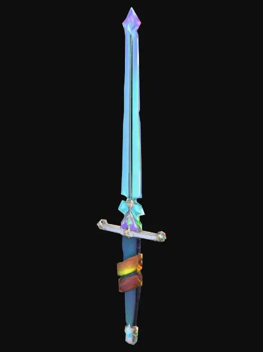 3D model for Whisperglass Rapier – a nearly invisible blade of alchemical crystal that refracts rainbow motes when tilted..sword,low poly,like world of warcraft