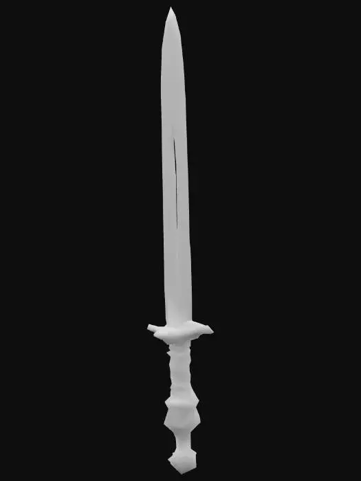 3D model for Gallows-Song Broadsword – black iron etched with thin music-staff grooves; plucked, they ring a funeral chord.,low poly,like world of warcraft