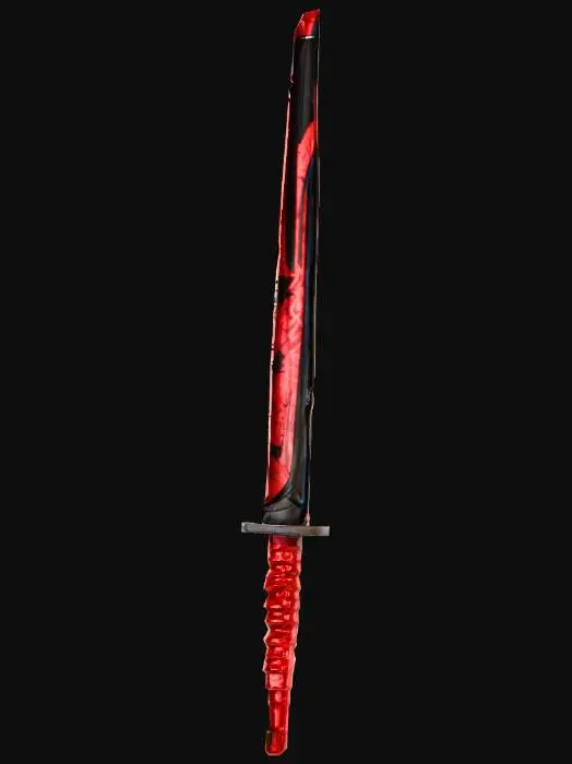 3D model for Thunder-Reed Katana – bamboo-patterned hamon crackles with tiny arcs of static with each swing..sword,low poly,like world of warcraft