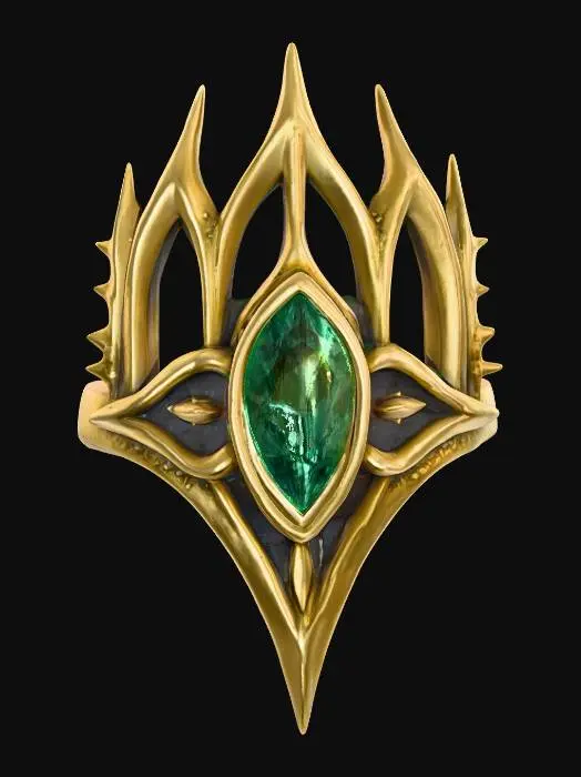 3D model for Emerald Crown Ring, #PBR#