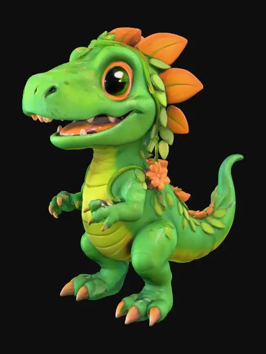 3D model for friendly jungle dinosaur