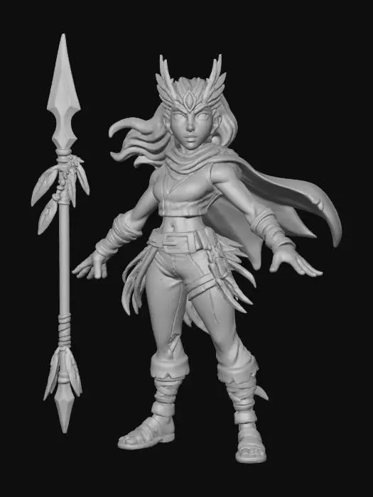 3D model for Storm Huntress (Hero) Role: Ranged Hero • Wind/Lightning Control • Tracker Theme: Agile, fierce, storm-born warrior