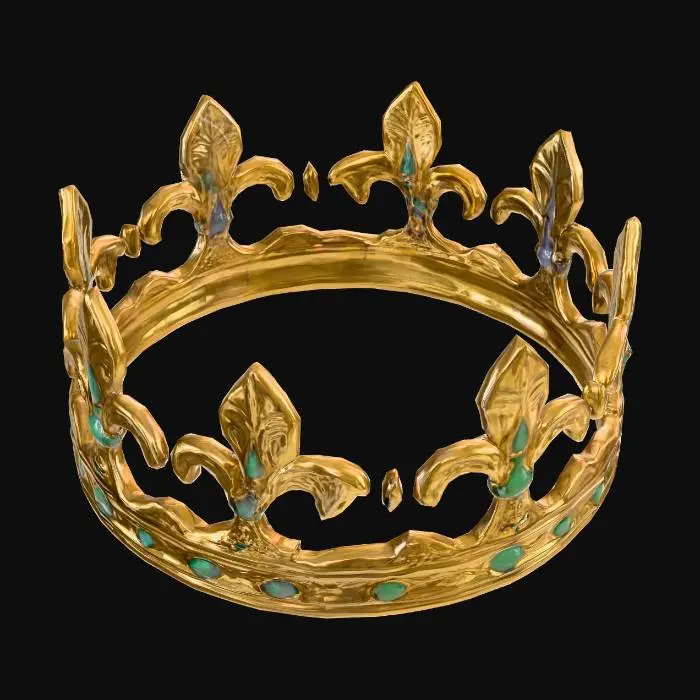 3D model for Open Crown – A crown with visible points or “fleur-de-lis” designs, without an arched top. Common in medieval Europe.