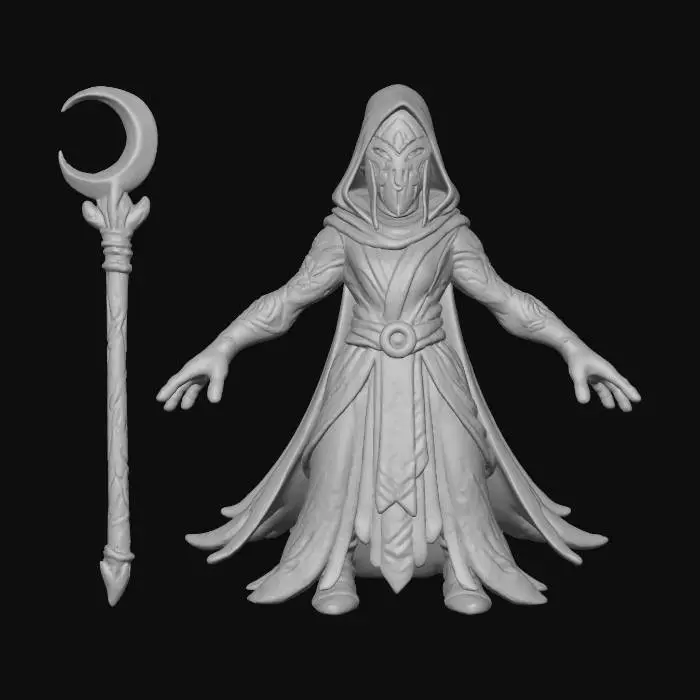 3D model for Moonlit Enchanter,Moonfang Matriarch (Hero) Role: Summoner / Support • Beastmaster • Lunar Magic Theme: Elegant, mystical, nocturnal