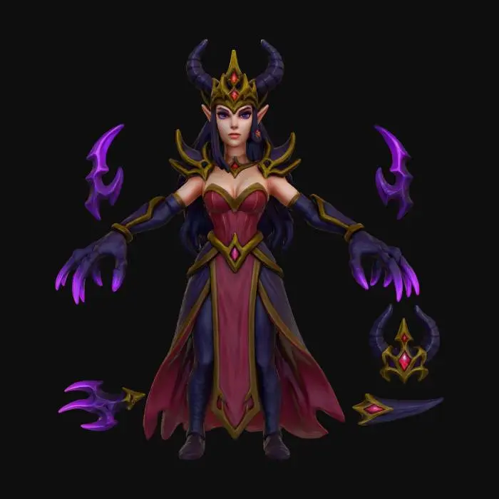 3D model for Mystic Sorceress of Darkness,Lilith the Temptress (Hero) Role: Assassin • Enchantment / Seduction • Agile Damage Description: A seductive but deadly