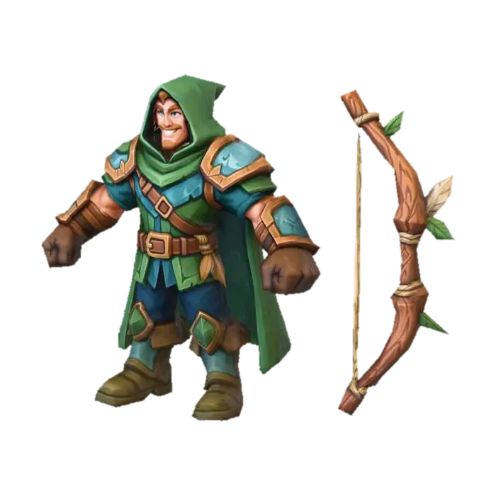7.Robin Hood (Agility Hero) Crownguard (Medieval Humans) का AI द्वारा बनाया गया 3D मॉडल