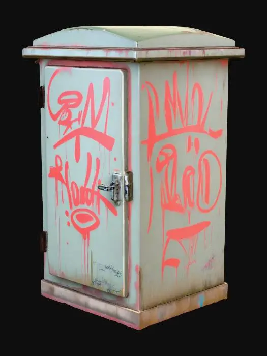 3D model for outdoor power box with graffiti