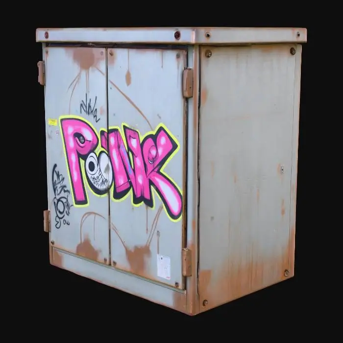 3D model for outdoor power box with graffiti