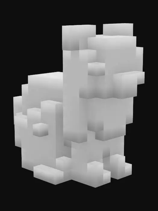 3D model for a domestic short hair brown calico cat, sitting, realistic fur, big eyes, cute expression