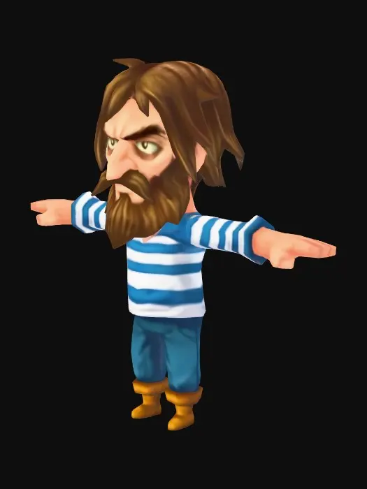 3D model for Bearded Sailor Character