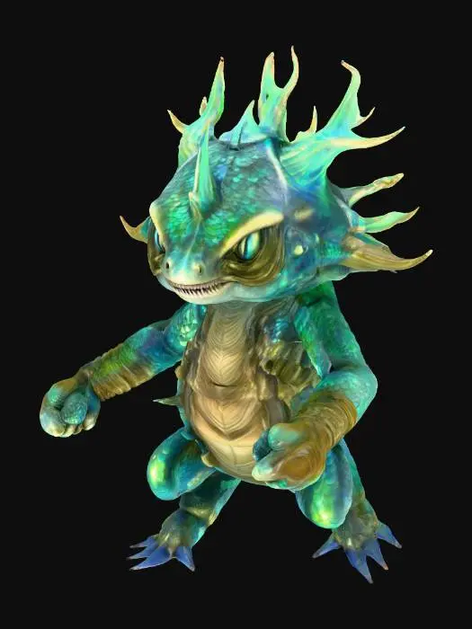 3D model for t-pose, réaliste, fantastique, Une créature mystique de type triton soldat d'une taille de 1.8m, affichant une posture athlétique et combative. Sa peau est recouverte d'écailles irisées aux teintes bleues et vertes, avec un ventre plus clair et une texture légèrement rugueuse. Des nageoires dorsales et caudales puissantes complètent sa silhouette aquatique. Son visage est grave, marqué par des yeux perçants et des branchies visibles sur le cou. Il porte des ornements de coquillages et de corail comme armure rudimentaire, accentuant son allure de guerrier marin.