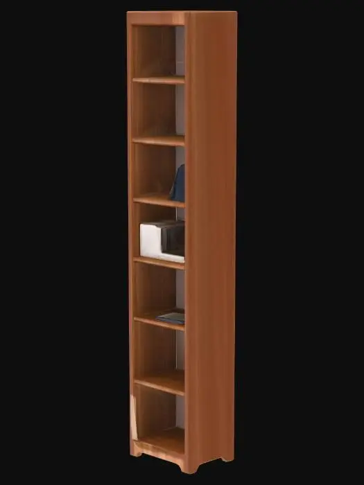 3D model for Realistic household prop for VR game. Simple, clean shapes, no logos or text. Readable at a glance, slightly stylized realism. Correct real-world scale (cm). Game-ready low/medium poly, clean topology, no micro-geometry. UV unwrapped, consistent texel density. PBR workflow (BaseColor, Normal, Roughness, Metallic, AO). Pivot placed for natural interaction (floor or hinge). Designed for construction gameplay clarity.
Tall bookshelf, 5 shelves, simple vertical panels, optional thin back. Size ~80x30x180 cm.