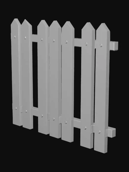 3D model for Generate a simple low construction fence for a VR game environment. The fence should be plain, clean, and functional, used only to separate the player area from the outer world. Show a basic lightweight barrier or fence with a simple shape, minimal details, and no complex textures. The style should be  game-friendly, pleasant for the eyes, clean, readable, and easy to use in a VR construction setting. Use simple materials, smooth surfaces, and a practical design. No extra decorations, no heavy realism, no complicated structure.