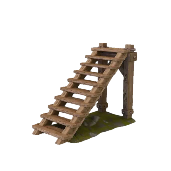 Medieval Wooden Staircase Module by Orley74 — made with Meshy AI 3D generator, free FBX OBJ GLB STL download