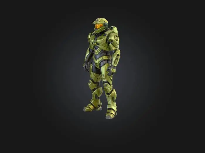 3D model for create me a 3d model of halo master chief that is detailed and accurate without a weapon and make his arms and legs that are easy to rig for animations