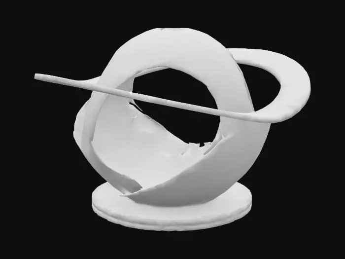 3D model for Transfer is a modern contemporary art installation for a public space like a plaza or public garden made from metal and stone. Using simple geometric shapes and large sweeping curves to create a dramatic but simplistic design that uses light and reflections to change the style throughout the day it demonstrates the openness and cooperation that trade has built over the millennia.