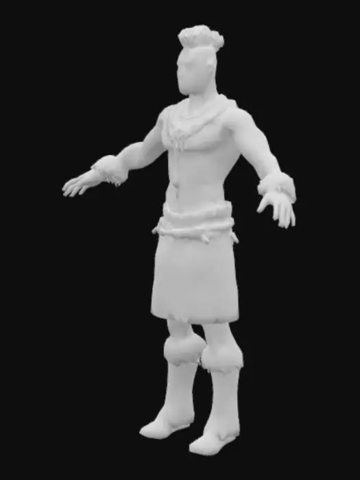 3D model for Full-body 3D T-pose of a dark-skinned, muscular Zulu warrior, 28 yrs old, with anatomically correct limbs, realistic African facial structure, natural short afro-textured hair. Wearing detailed geometric bead skirts, wide beaded belts, fur leg cuffs, armbands, and bold necklaces. No weapons or headgear. Neutral face, clear skin tone. Sharp details, balanced light, 4K realism, AAA game-ready, perfect for rigging.



