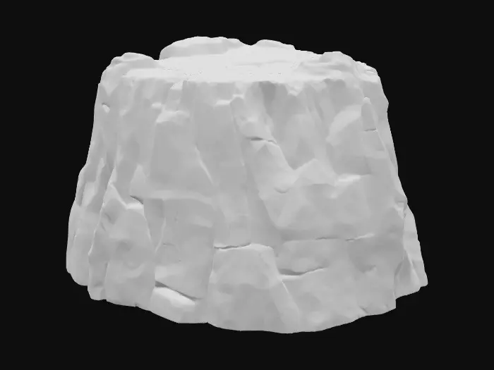 3D model for massive cliff-like formations, rough and cracked surface, worn by time, surreal monolith style, dark fantasy tone, ultra realistic, beksiński inspired